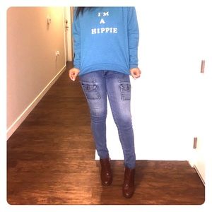 "I'M A HIPPIE" aqua sweater